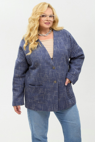 Жакет Your size 2267 синий+бежевый - фото 6