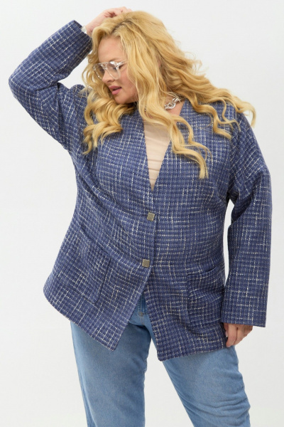 Жакет Your size 2267 синий+бежевый - фото 3