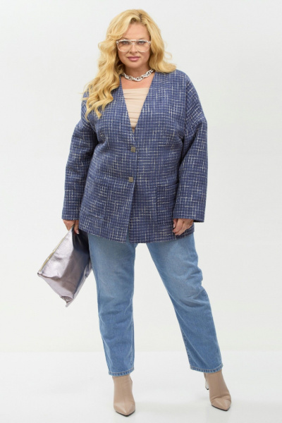 Жакет Your size 2267 синий+бежевый - фото 2