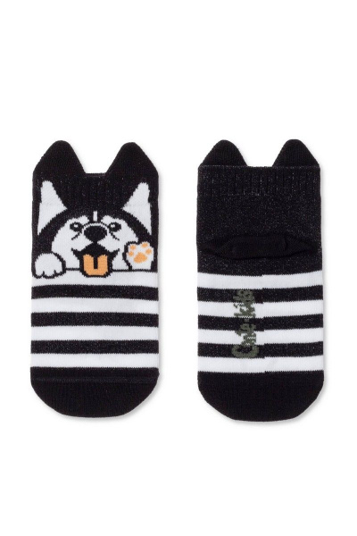 Детские трикотажные носки с мордашками и ушками CONTE Conte-kids_TIP-TOP_Мордашки_Черный - фото 1