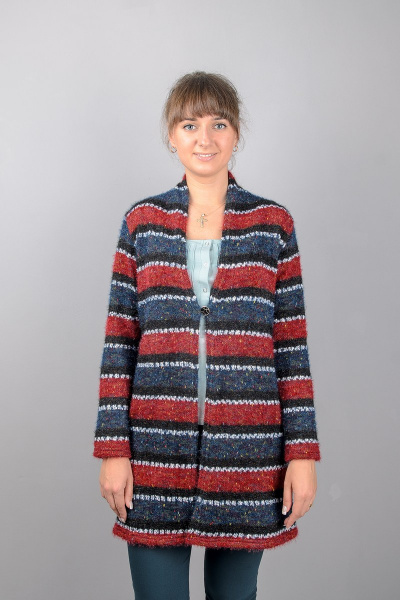 Круглогодичный кардиган с цельнокроеным воротником из вязаного трикотажа Mita ЖМ963 красный - фото 1