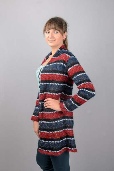 Круглогодичный кардиган с цельнокроеным воротником из вязаного трикотажа Mita ЖМ963 красный - фото 3