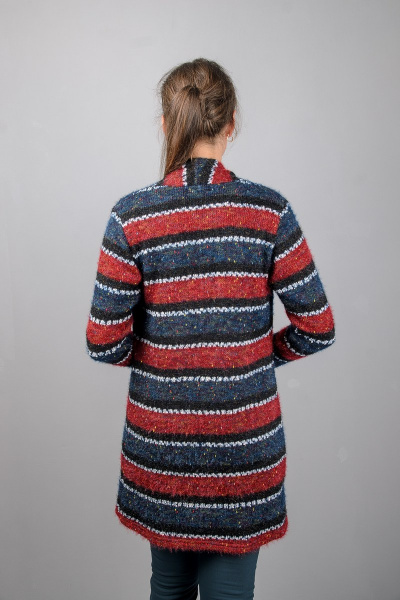 Круглогодичный кардиган с цельнокроеным воротником из вязаного трикотажа Mita ЖМ963 красный - фото 4