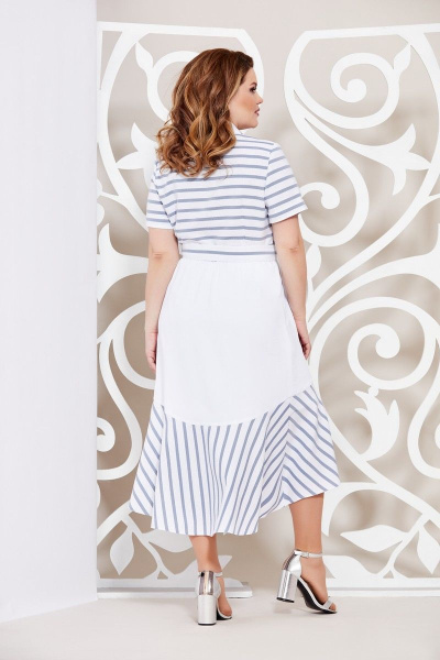 Платье на каждый день из текстиля с полосками и декором Mira Fashion 4930 - фото 3