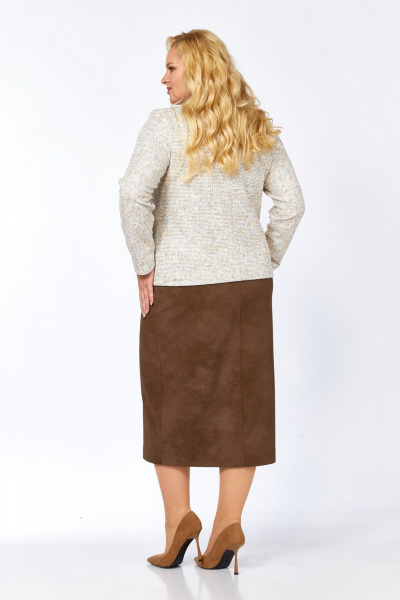 Блуза, юбка Koketka i K 1306 бежевый+коричневый - фото 7