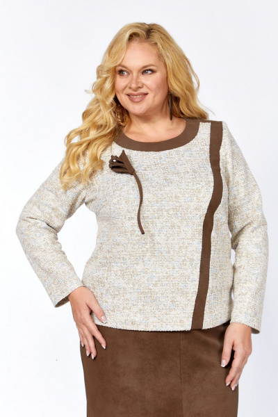 Блуза, юбка Koketka i K 1306 бежевый+коричневый - фото 5