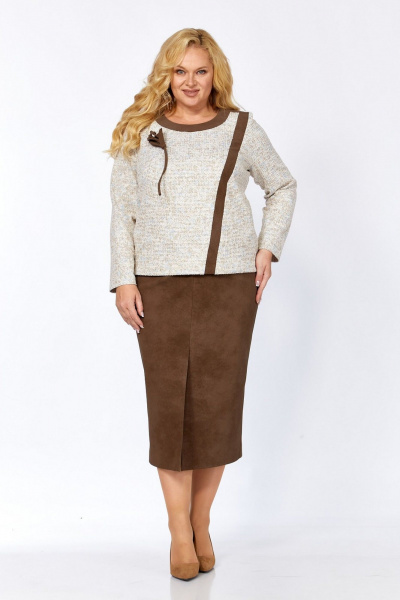 Блуза, юбка Koketka i K 1306 бежевый+коричневый - фото 1