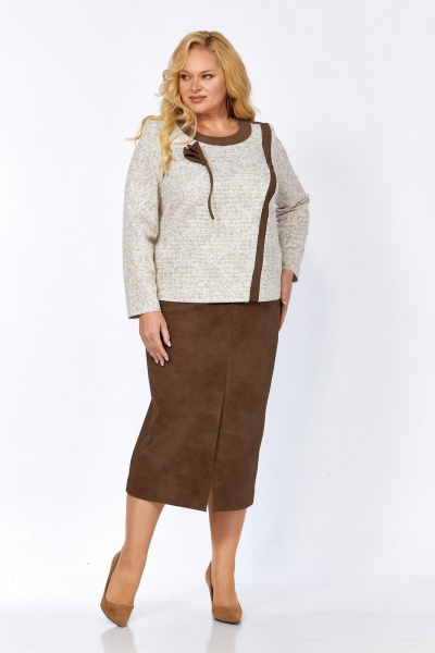 Блуза, юбка Koketka i K 1306 бежевый+коричневый - фото 2