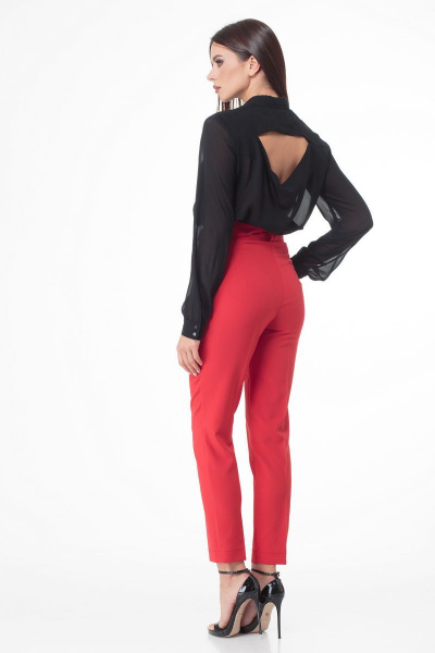 Демисезонные красные брюки 7/8 с карманами и разрезами DNM 029 красный - фото 3