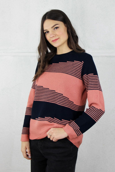 Джемпер полурегулярный с круглым вырезом и бейкой, длина 70,5 см Полесье С1803-20 0С2187-Д43 158,164 матросский_синий - фото 1