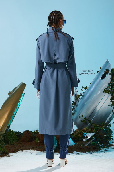 Плащ Rami 1057 грязно_голубой - фото 3