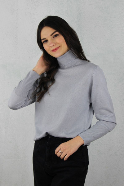 Демисезонный вязаный серый свитер полуприлегающего силуэта Полесье С3571-20 0С2128-Д43 158,164 ангора - фото 1