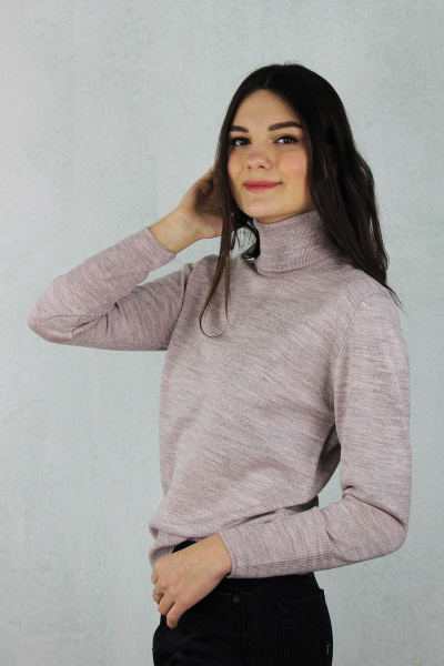 Демисезонный вязаный свитер с отложным воротником и ластиком Полесье С3571-20 0С2128-Д43 158,164 кофейный+роз.облако - фото 3