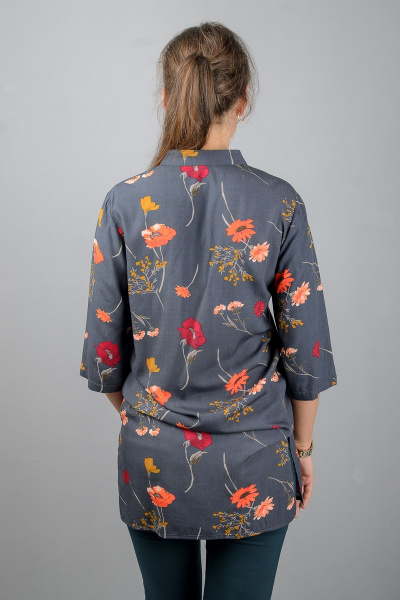 Туника прямого силуэта с воротником-стойкой и разрезами Mita ЖМ950 серый - фото 3