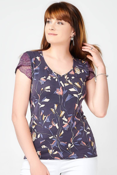Майка La rouge 2915 фиолетовый-(цветы) - фото 1