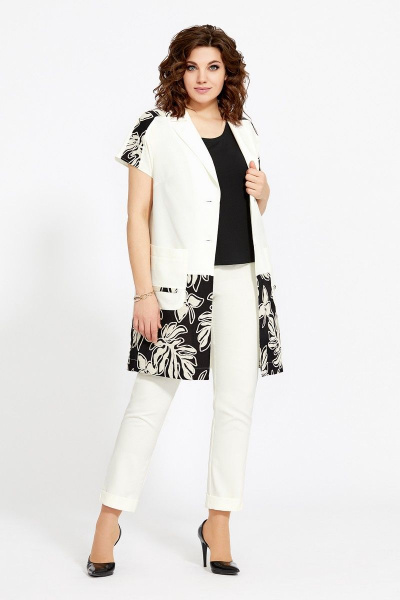 Блуза, брюки, жакет Mubliz 539 белый-черный - фото 1