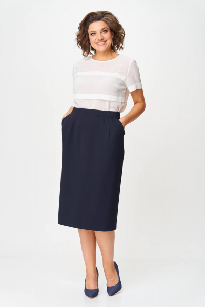 Юбка карандаш ниже колена из трикотажа с карманами Nika.PL 0503401 темно-синий - фото 6