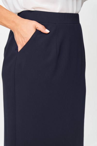 Юбка карандаш ниже колена из трикотажа с карманами Nika.PL 0503401 темно-синий - фото 5