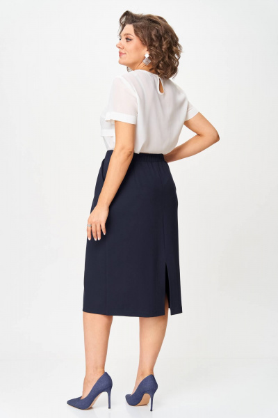 Юбка карандаш ниже колена из трикотажа с карманами Nika.PL 0503401 темно-синий - фото 2