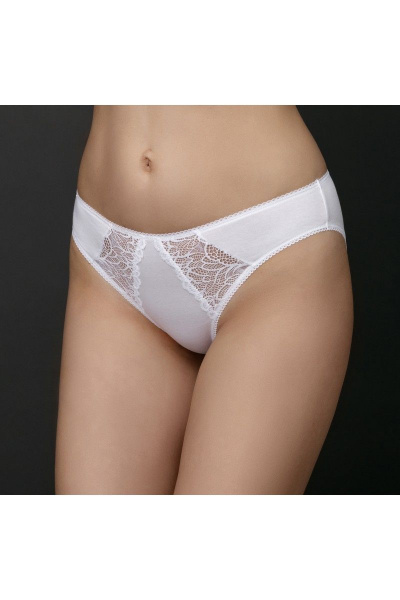 Трусы из хлопка с кружевной отделкой из эластичного трикотажа Verally 1064-1 белый - фото 1