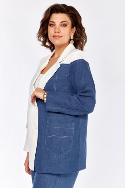 Брюки, жакет Rishelie 1003 джинс-молочный - фото 7