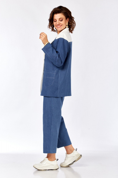 Брюки, жакет Rishelie 1003 джинс-молочный - фото 4