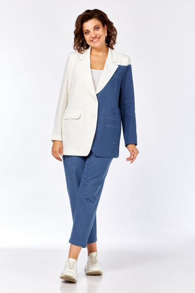 Брюки, жакет Rishelie 1003 джинс-молочный - фото 3