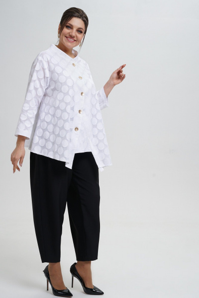 Блуза, брюки Alani Collection 2303 молоко-черный - фото 12