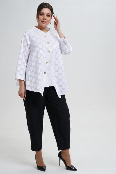 Блуза, брюки Alani Collection 2303 молоко-черный - фото 7