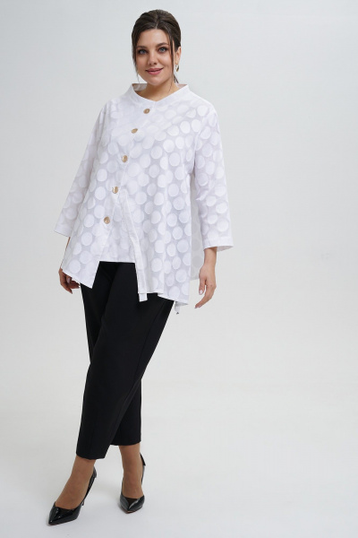 Блуза, брюки Alani Collection 2303 молоко-черный - фото 6