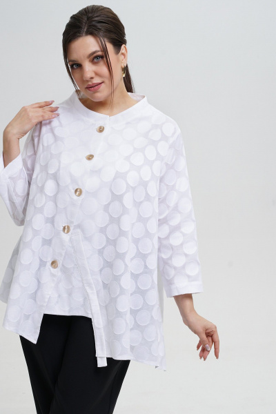 Блуза, брюки Alani Collection 2303 молоко-черный - фото 2