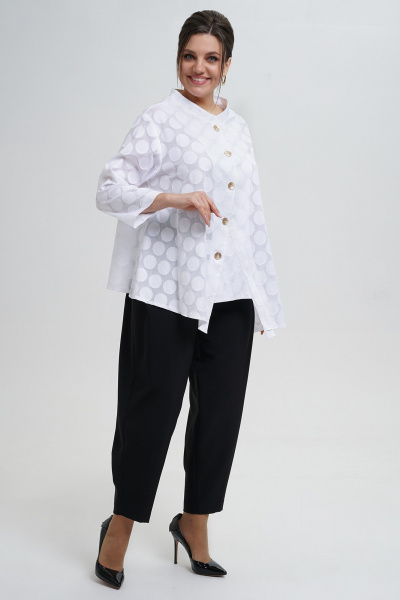 Блуза, брюки Alani Collection 2303 молоко-черный - фото 1
