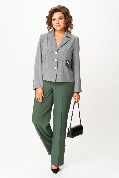 Брюки, жакет Aira Style 24240 серо-зеленый - фото 8