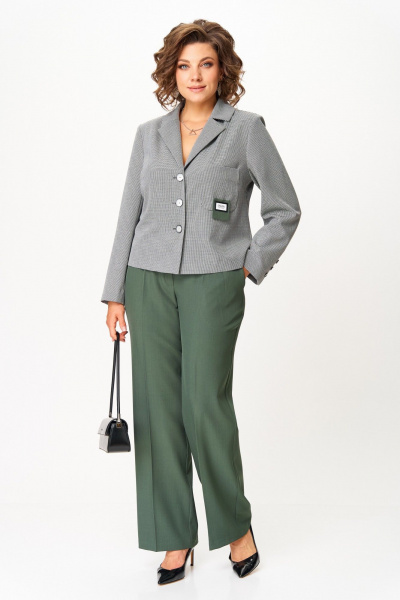 Брюки, жакет Aira Style 24240 серо-зеленый - фото 7