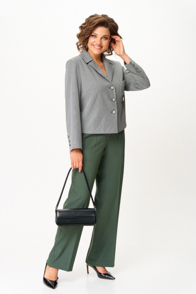 Брюки, жакет Aira Style 24240 серо-зеленый - фото 4