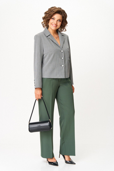 Брюки, жакет Aira Style 24240 серо-зеленый - фото 3