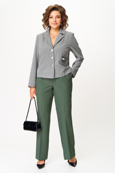 Брюки, жакет Aira Style 24240 серо-зеленый - фото 2