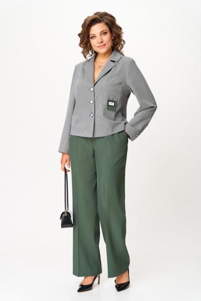 Брюки, жакет Aira Style 24240 серо-зеленый - фото 1