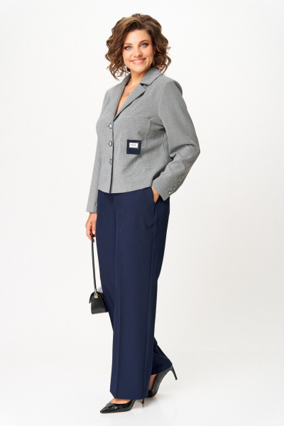 Брюки, жакет Aira Style 24240 серо-синий - фото 3