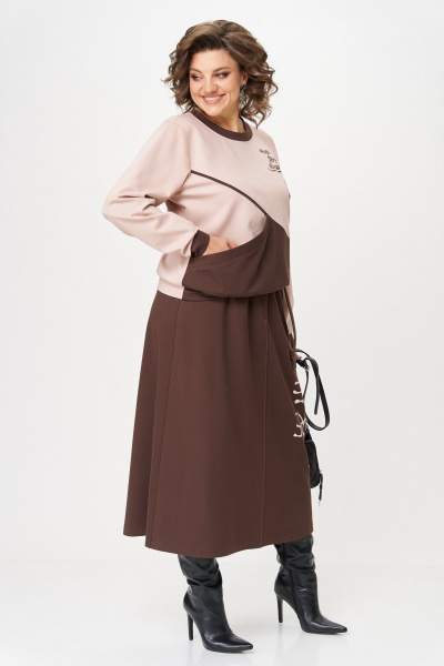 Джемпер, юбка Aira Style 24129 пудра-коричневый - фото 11