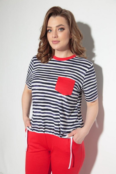 Брюки, футболка Michel chic 1170 синий+красный - фото 3