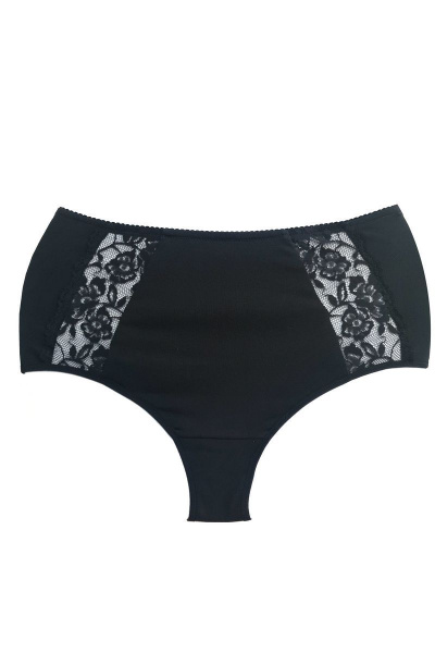 Трусы женские хлопок и трикотаж с высоким бочком и коррекцией Teyli 183 черный - фото 1