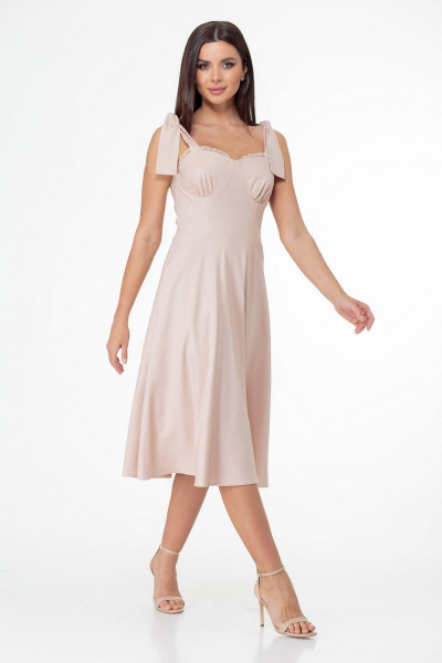 Платье-сарафан из пастельно-розовых тканей с кружевной отделкой Anelli 847 нюд - фото 8