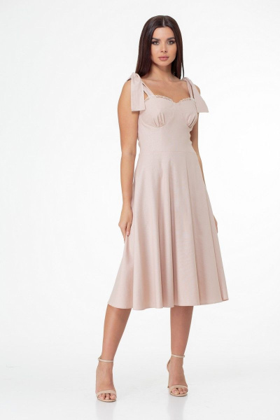 Платье-сарафан из пастельно-розовых тканей с кружевной отделкой Anelli 847 нюд - фото 7