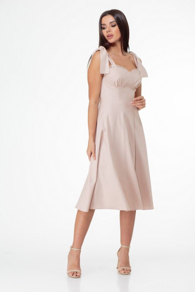 Платье-сарафан из пастельно-розовых тканей с кружевной отделкой Anelli 847 нюд - фото 1