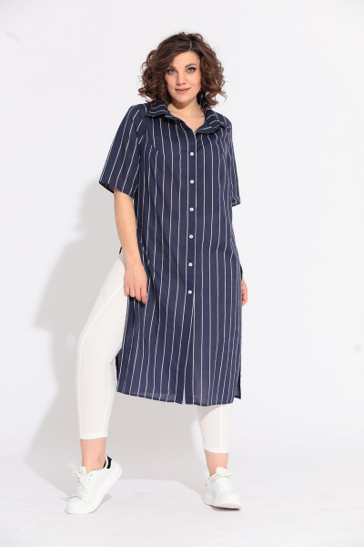 Блуза, брюки Anastasia 594 синий,молочный - фото 5