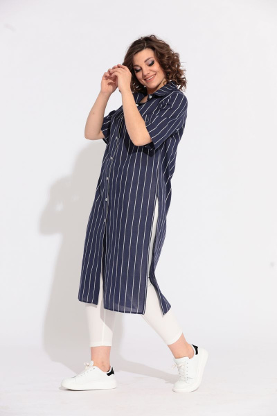 Блуза, брюки Anastasia 594 синий,молочный - фото 3