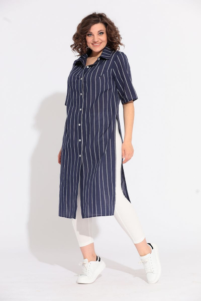 Блуза, брюки Anastasia 594 синий,молочный - фото 2