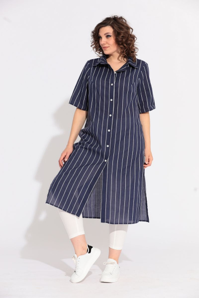 Блуза, брюки Anastasia 594 синий,молочный - фото 1