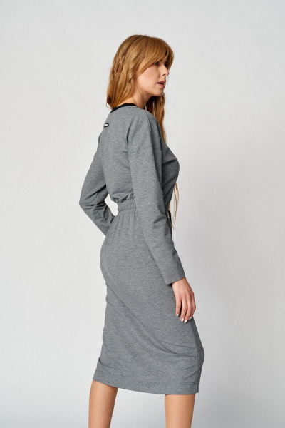Платье спортивное женское трикотаж с кулисой и нашивками Almirastyle 101 серый - фото 5